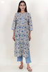 Terry Voile Kurta With Kota Dupatta In Floral Block Print