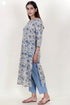 Terry Voile Kurta With Kota Dupatta In Floral Block Print
