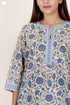 Terry Voile Kurta With Kota Dupatta In Floral Block Print