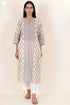 Terry Voile Kurta With Kota Dupatta In Floral Block Print