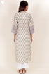 Terry Voile Kurta With Kota Dupatta In Floral Block Print
