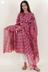 Cotton Silk Kurta With Chanderi Dupatta In Block Print