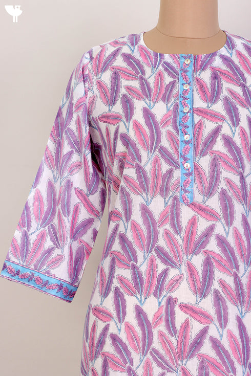 Mulmul Cotton Kurta In Graphic Block Print