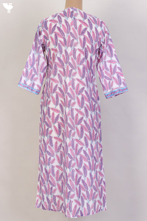 Mulmul Cotton Kurta In Graphic Block Print