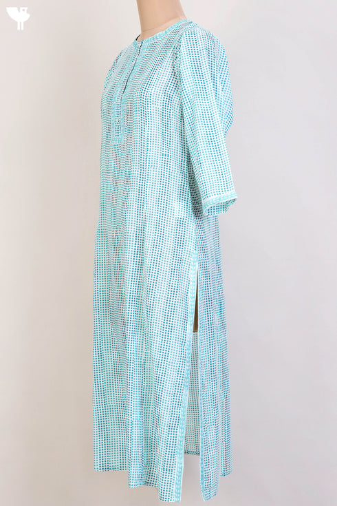 Mulmul Cotton Kurta In Graphic Block Print