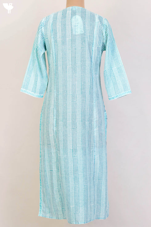 Mulmul Cotton Kurta In Graphic Block Print