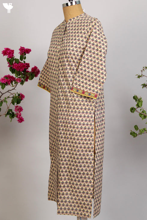 Cotton Cambric Kurta in Hand Screen Print