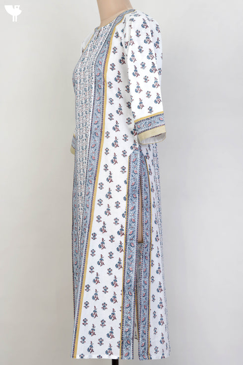 Cambric Cotton Kurta In Floral Block Print