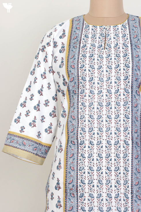 Cambric Cotton Kurta In Floral Block Print