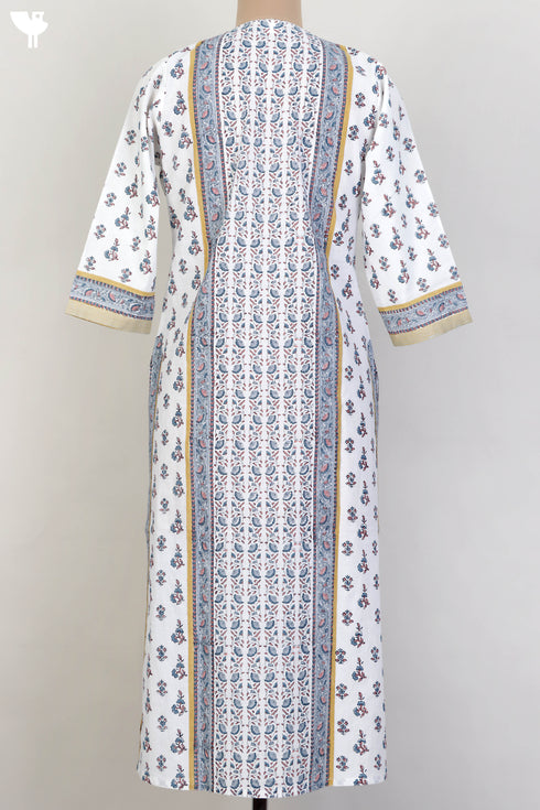 Cambric Cotton Kurta In Floral Block Print