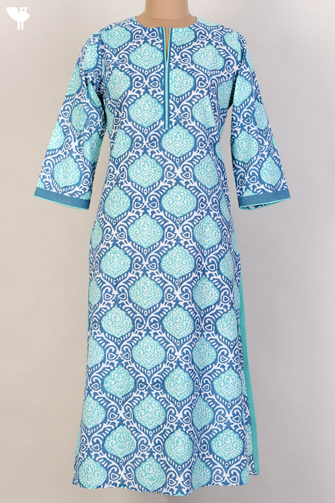 Cambric Cotton KurtaIn Graphic Block Print
