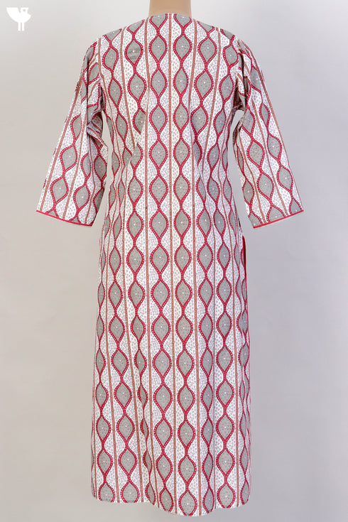 Cambric Cotton Kurta In Graphic Block Print