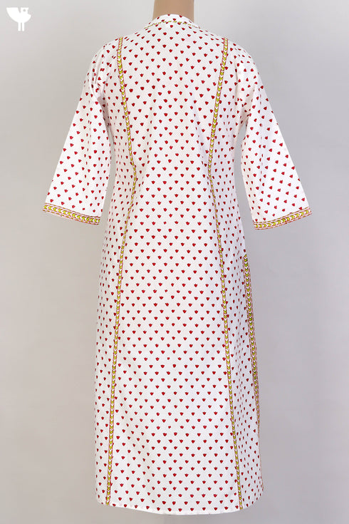 Cambric Cotton Paneled KurtaIn Graphic Block Print