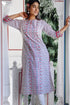Cambric Cotton Paneled Kurta In Floral Block Print