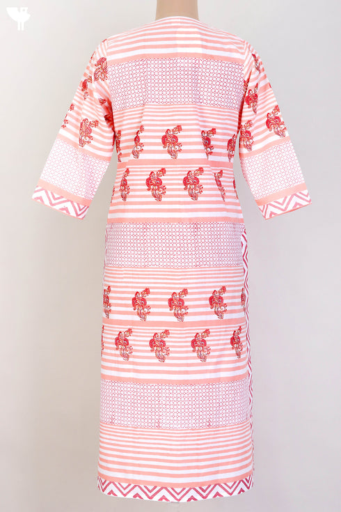 Cambric Cotton Kurta In Floral Block Print
