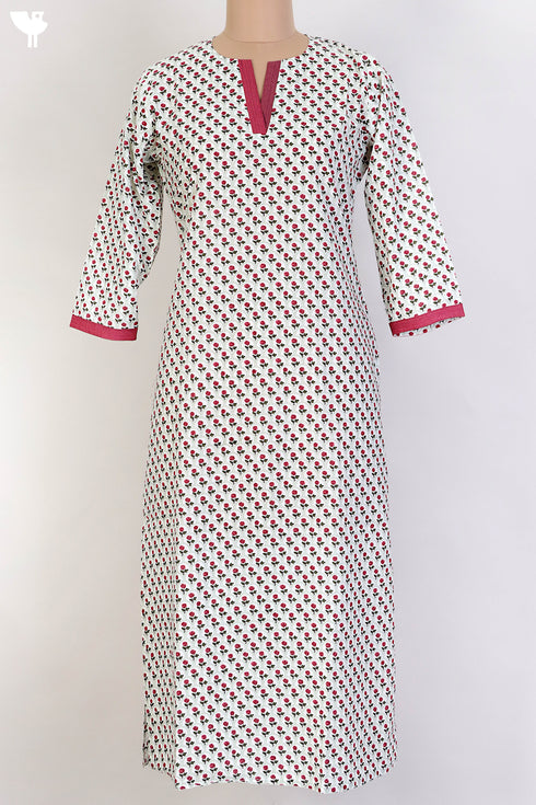 Cambric Cotton Kurta In Floral Print