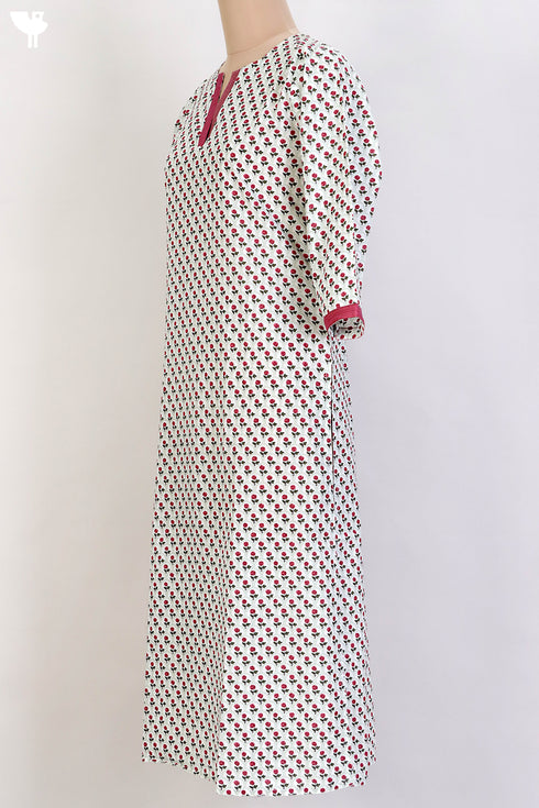 Cambric Cotton Kurta In Floral Print