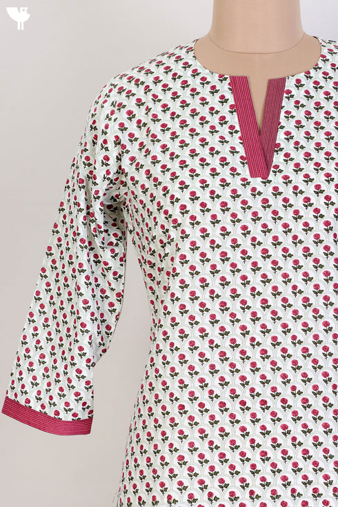 Cambric Cotton Kurta In Floral Print