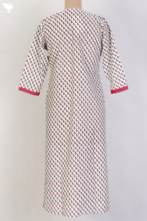 Cambric Cotton Kurta In Floral Print