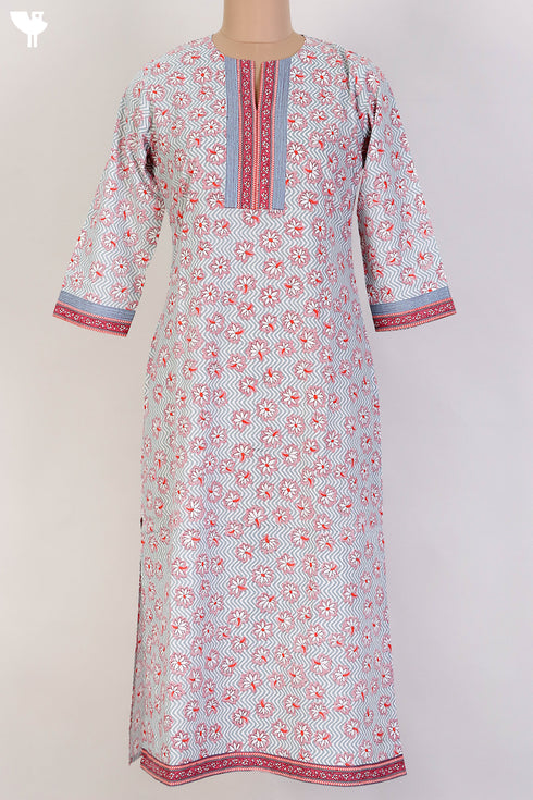 Cambric Cotton Kurta In Floral Print
