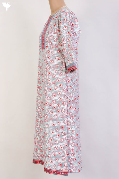 Cambric Cotton Kurta In Floral Print