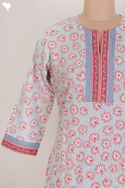 Cambric Cotton Kurta In Floral Print