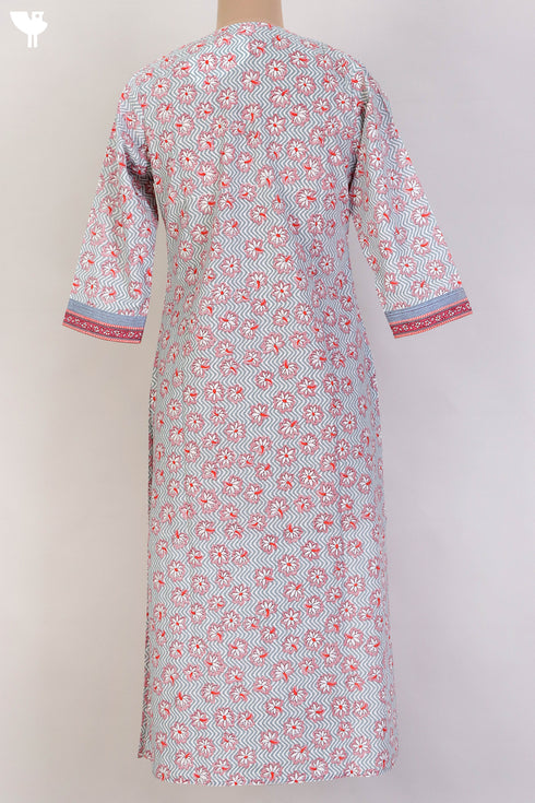 Cambric Cotton Kurta In Floral Print