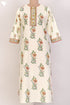 Cambric Cotton Paneled Kurta In Floral Block Print