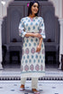Slub Cotton Kurta In Paisley Block Print