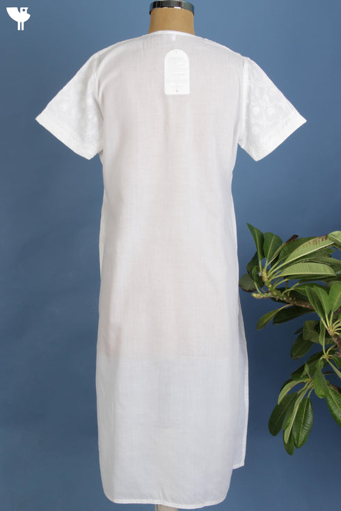 Terry Voile KurtaWith Chikankari Embroidery