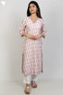 Chanderi Silk Pintucked Kurta In Floral Block Print
