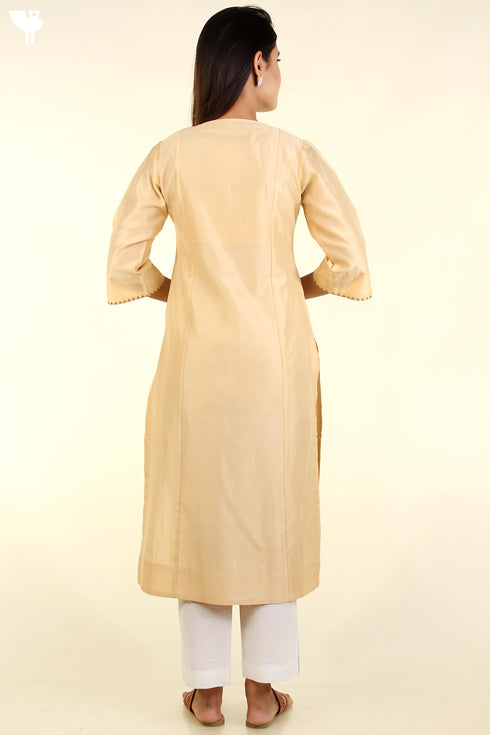 Chanderi Silk Kurta In Sandy Beige