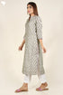 Chanderi Silk Kurta In Grey Floral Block Print