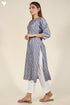 Chanderi Silk Kurta In Steel Blue And Magenta Floral Block Print