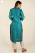 Chanderi Silk Pin-tucked Kurta In Jewel Teal