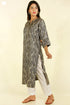 Tussar Silk Kurta In Graphic Block Print