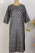 Tussar Silk Kurta In Graphic Block Print With Sequined Embroidery