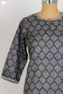 Tussar Silk Kurta In Graphic Block Print With Sequined Embroidery