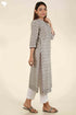 Chanderi Silk Kurta In Cloud Grey And Dark Puce Floral Block Print