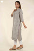 Chanderi Silk Kurta In Cloud Grey And Dark Puce Floral Block Print