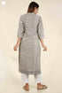 Chanderi Silk Kurta In Cloud Grey And Dark Puce Floral Block Print