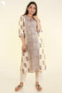 Chanderi Silk Kurta In Beige With Puce And Tawny Yellow Floral Block Print