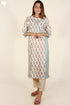 Chanderi Silk Paneled Kurta In Jewel Teal and Plum Floral Block Print