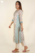 Chanderi Silk Paneled Kurta In Jewel Teal and Plum Floral Block Print