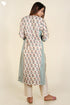 Chanderi Silk Paneled Kurta In Jewel Teal and Plum Floral Block Print