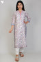 Chanderi Silk Kurta In Floral Block Print