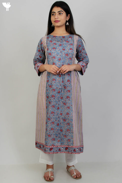 Mul Mul Cotton Dress In Floral Block Print