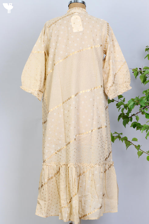 Mulmul Cotton Dress In Golden Graphic Block Print