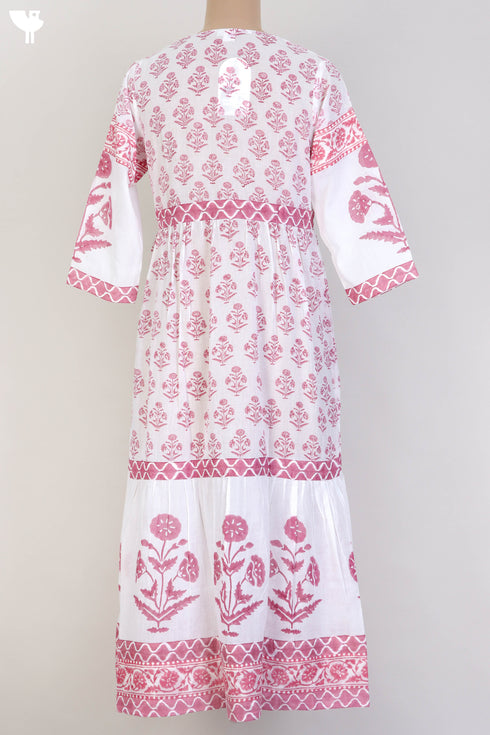 Mulmul Cotton Dress With Pleats In Floral Print
