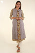 Cambric Cotton Kurta With Slub Cotton Overlay Jacket In Floral Block Print